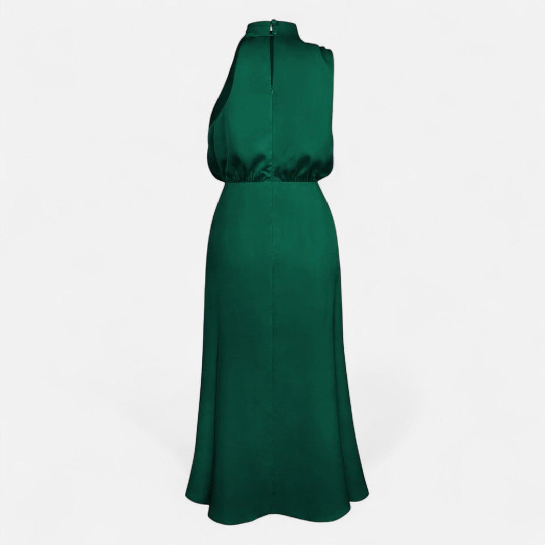 Satin Sleeveless A - Line Long Dress for Women - Elestira