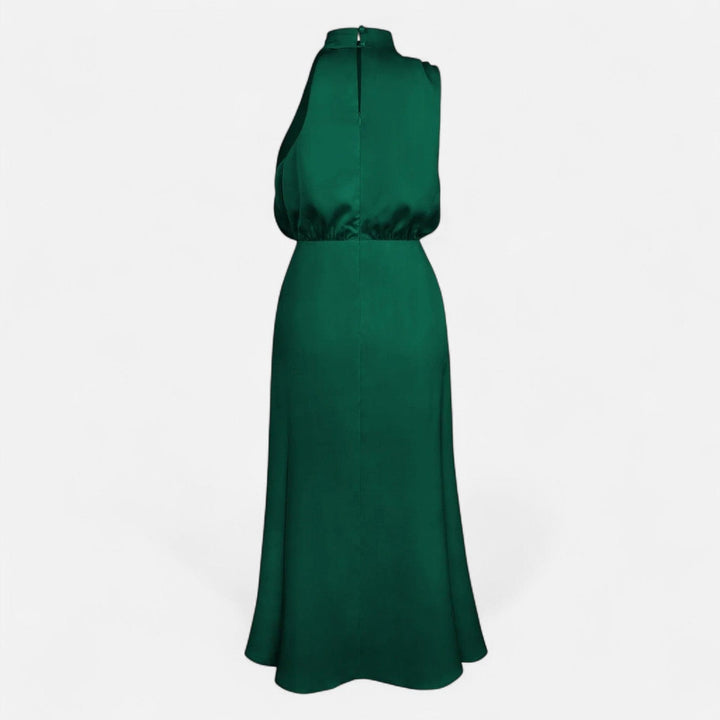 Satin Sleeveless A - Line Long Dress for Women - Elestira