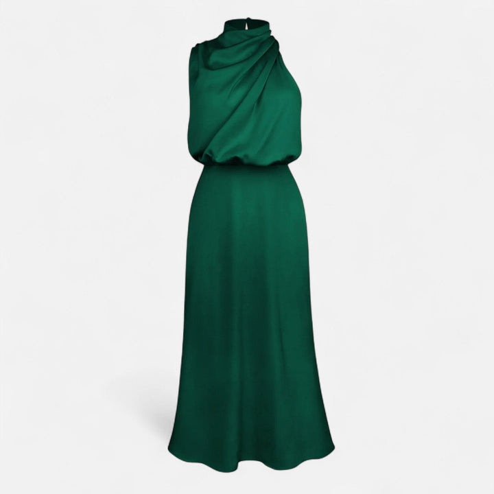 Satin Sleeveless A - Line Long Dress for Women - Elestira
