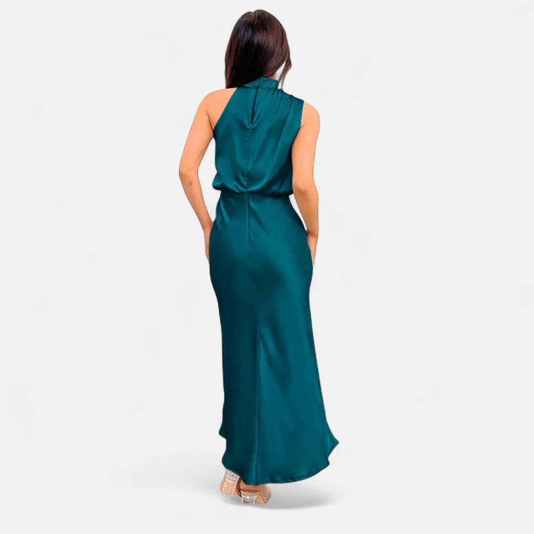 Satin Sleeveless A - Line Long Dress for Women - Elestira