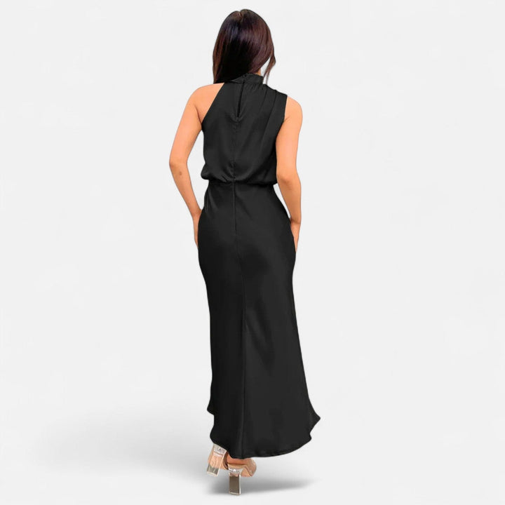 Satin Sleeveless A - Line Long Dress for Women - Elestira