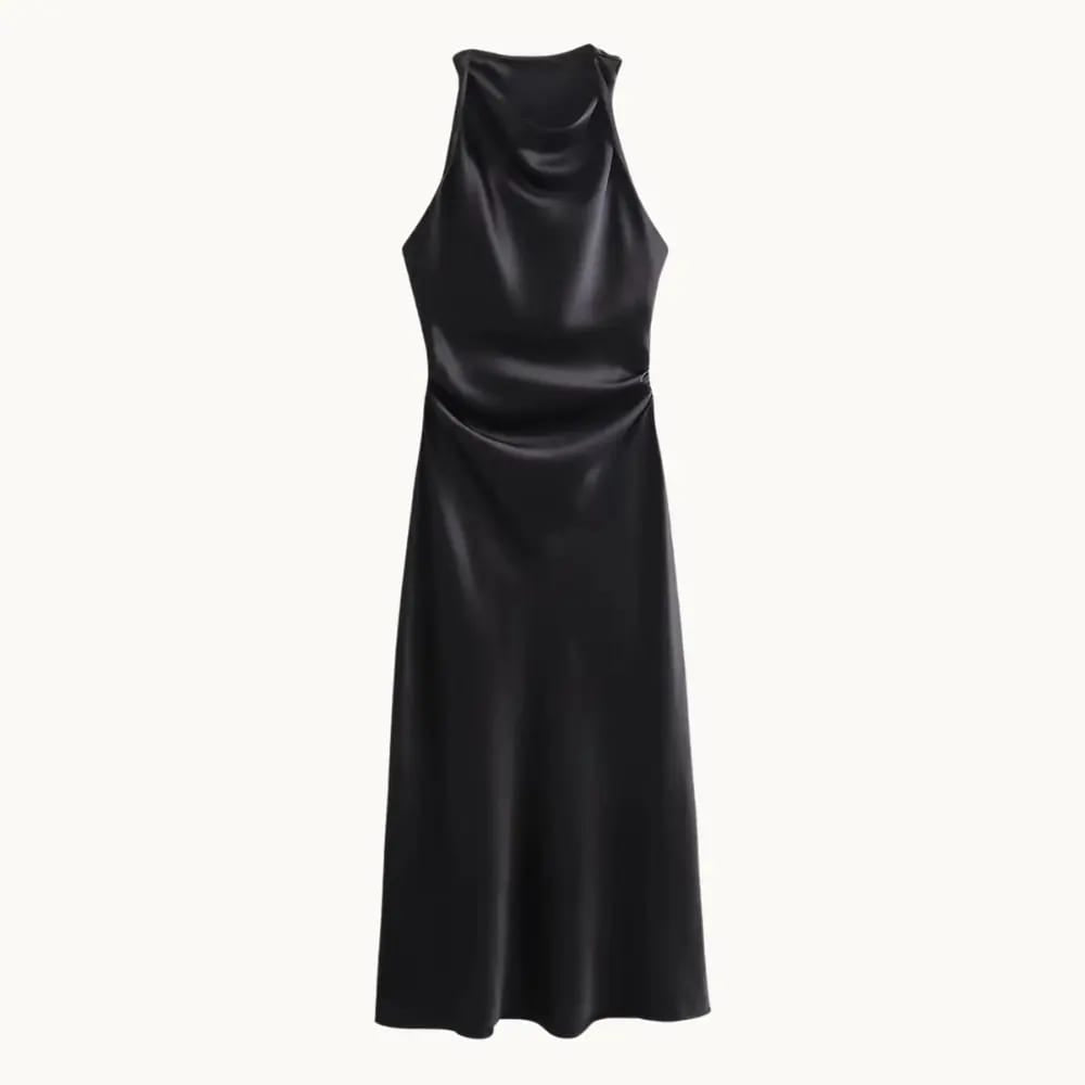Satin Slip Midi Wedding Guest Dress - Elestira