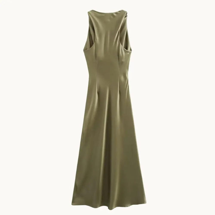 Satin Slip Midi Wedding Guest Dress - Elestira