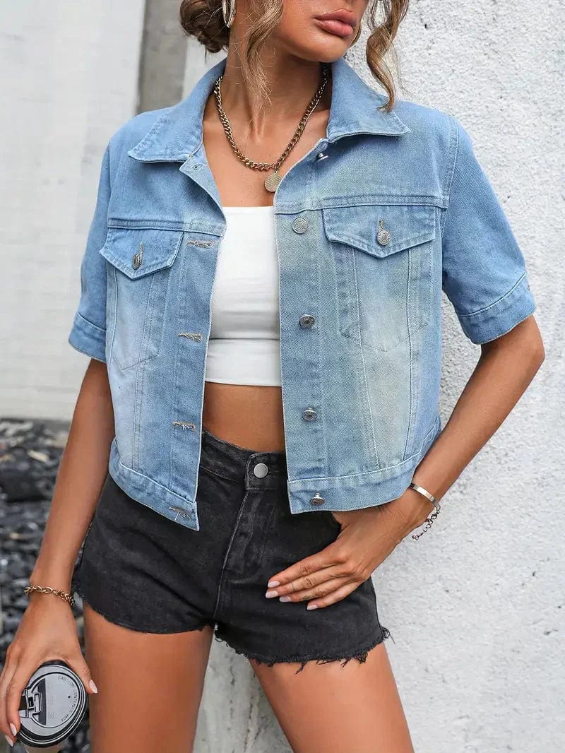 Short Denim Jacket for Warm Weather - Elestira