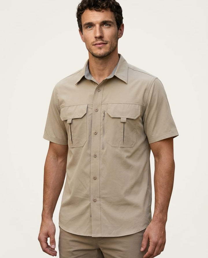 Short Sleeve Polo Shirt with Utility Pocket for Outdoor - Elestira