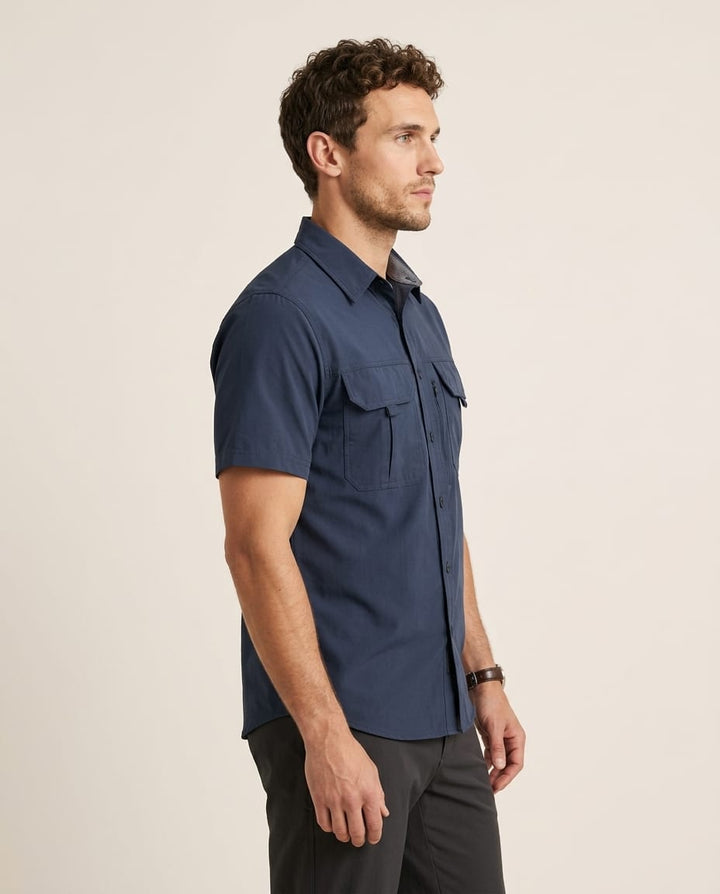 Short Sleeve Polo Shirt with Utility Pocket for Outdoor - Elestira