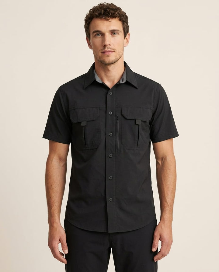 Short Sleeve Polo Shirt with Utility Pocket for Outdoor - Elestira