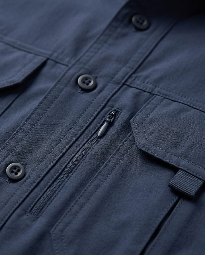 Short Sleeve Polo Shirt with Utility Pocket for Outdoor - Elestira