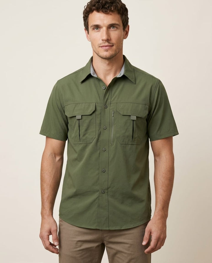 Short Sleeve Polo Shirt with Utility Pocket for Outdoor - Elestira