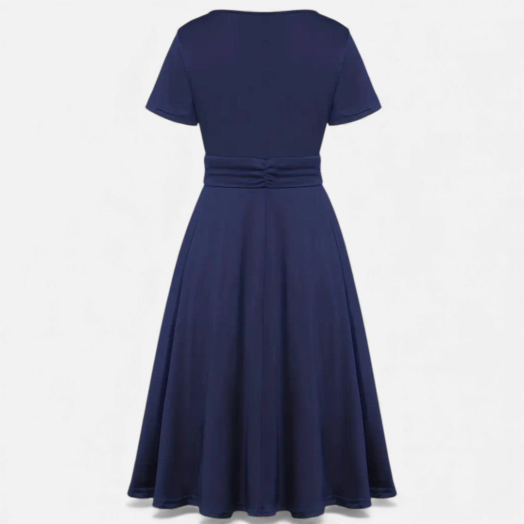 Short Sleeve V - Neck Evening Dress for Women - Elestira