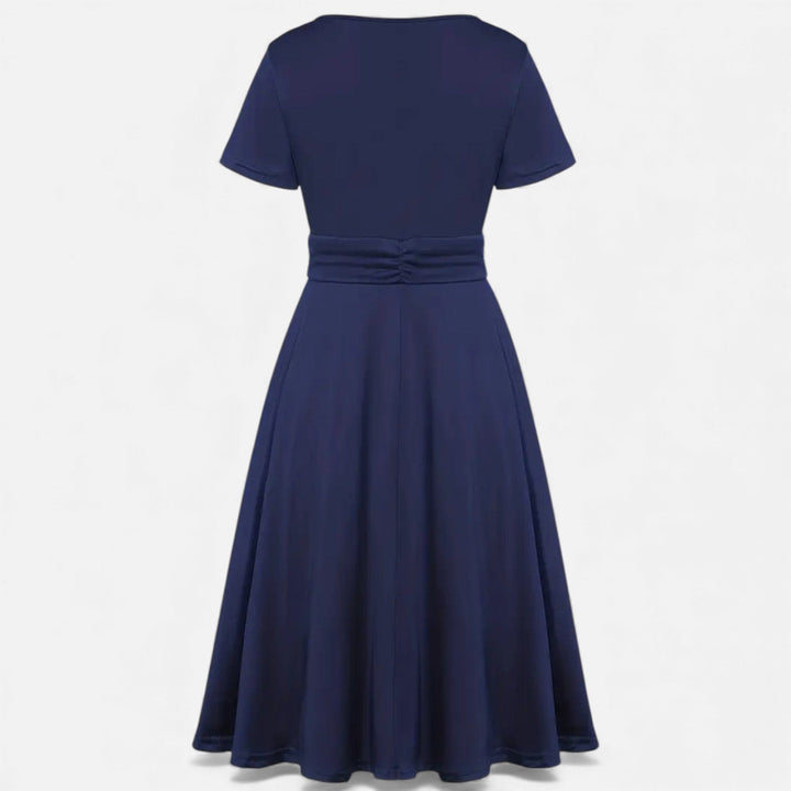 Short Sleeve V - Neck Evening Dress for Women - Elestira