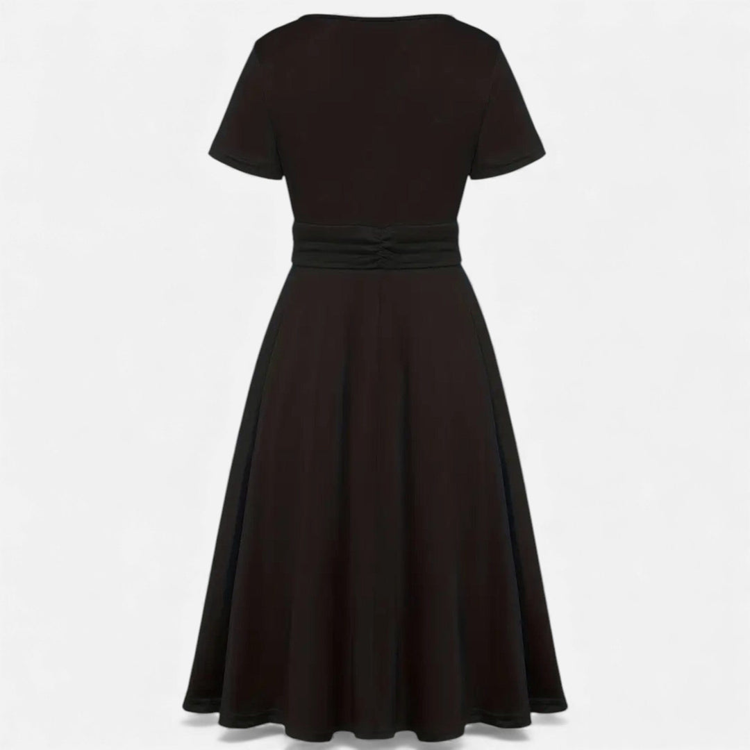 Short Sleeve V - Neck Evening Dress for Women - Elestira