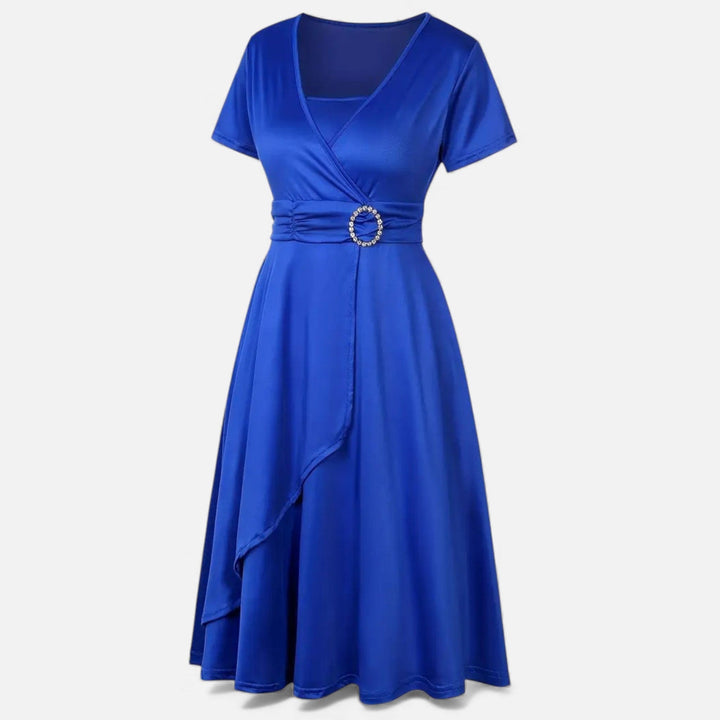 Short Sleeve V - Neck Evening Dress for Women - Elestira