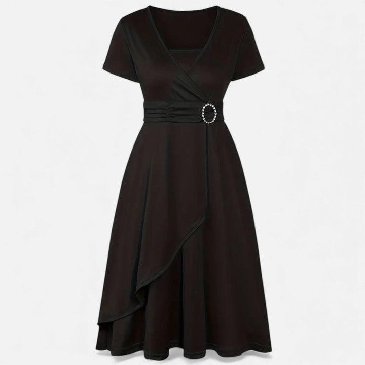 Short Sleeve V - Neck Evening Dress for Women - Elestira