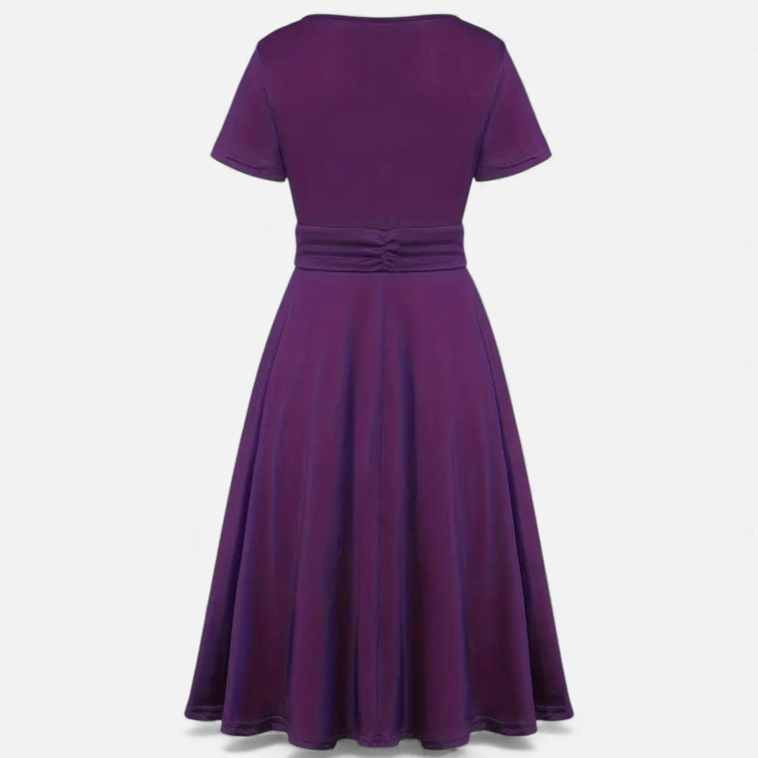 Short Sleeve V - Neck Evening Dress for Women - Elestira