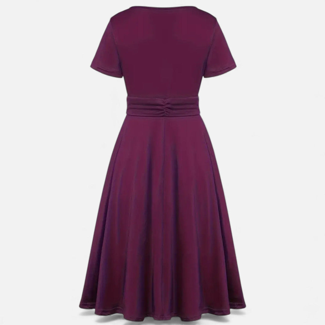 Short Sleeve V - Neck Evening Dress for Women - Elestira