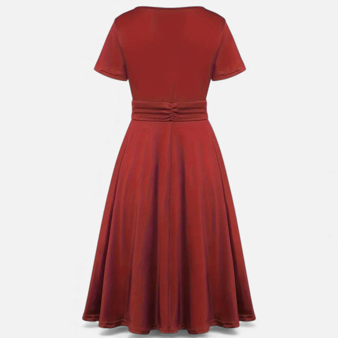 Short Sleeve V - Neck Evening Dress for Women - Elestira