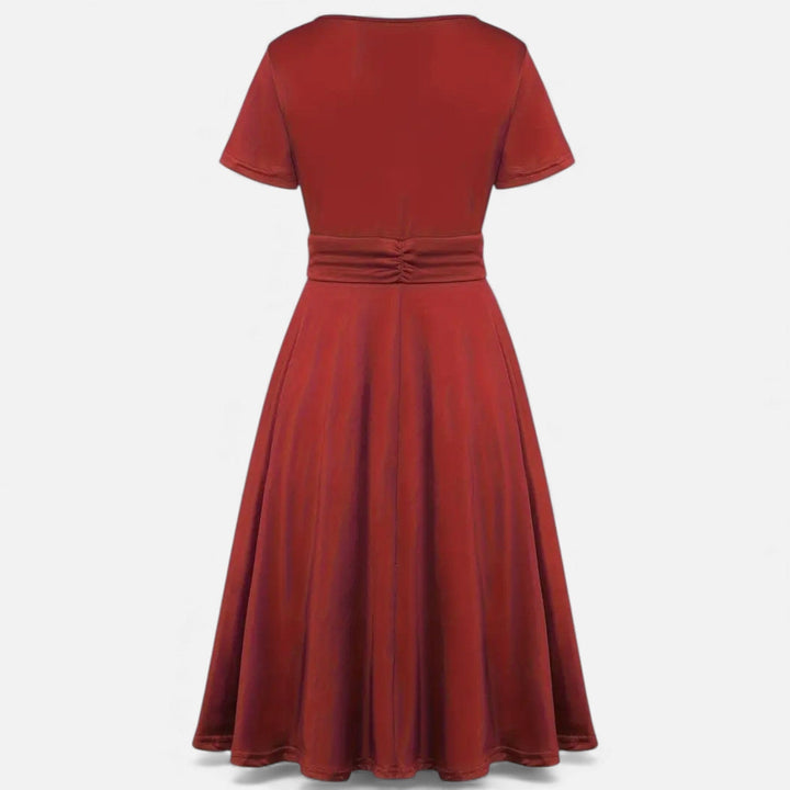 Short Sleeve V - Neck Evening Dress for Women - Elestira