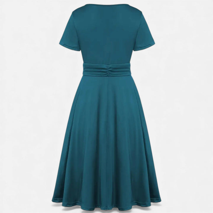 Short Sleeve V - Neck Evening Dress for Women - Elestira