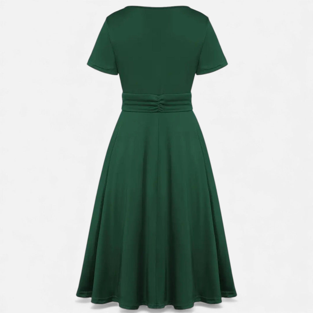Short Sleeve V - Neck Evening Dress for Women - Elestira