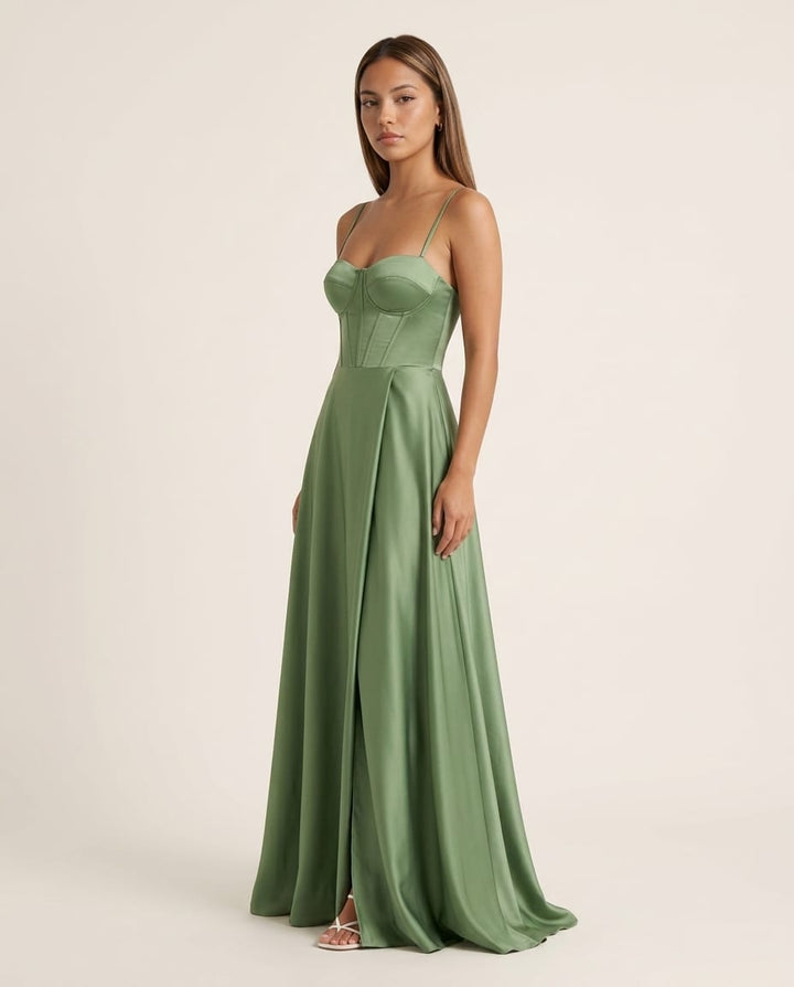 Sleek Sleeveless Maxi Dress with straps - Elestira