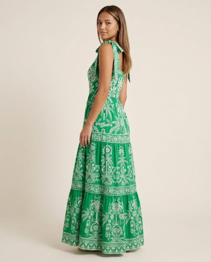Sleeveless Maxi Dress with Tiered Skirt - Elestira