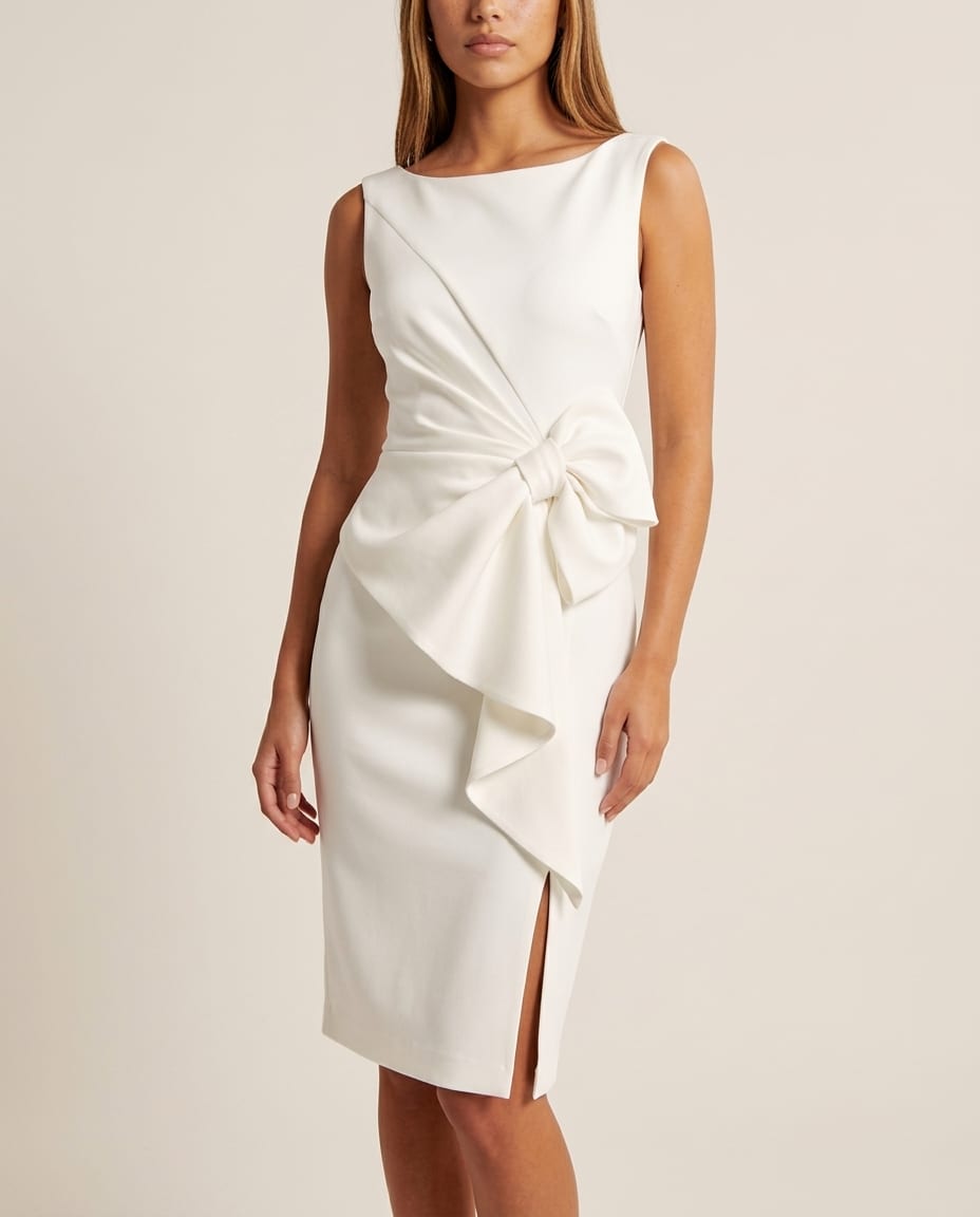 Sleeveless Midi Dress with Waist Bow Accent - Elestira