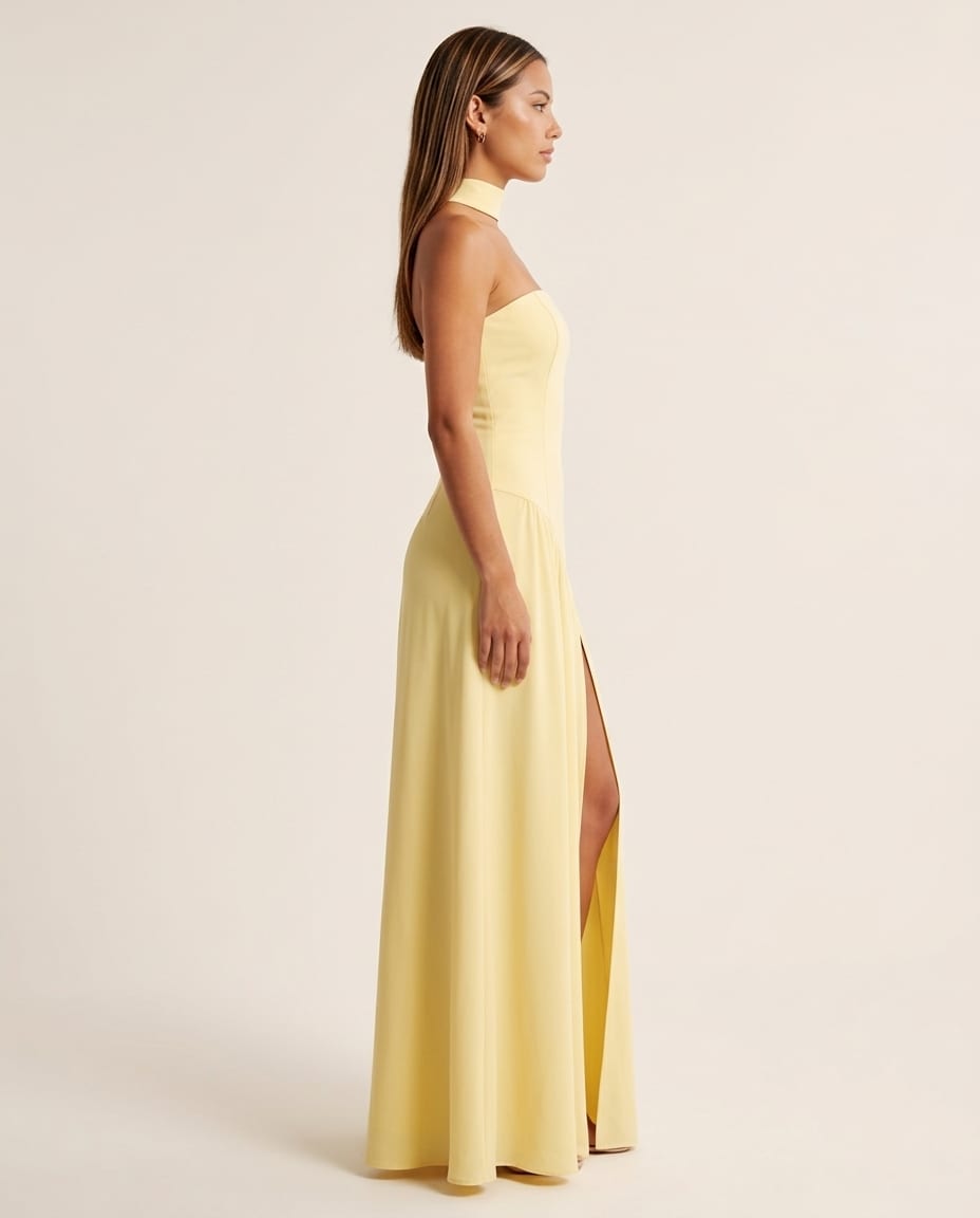 Strapless High Slit Maxi Dress - Elestira