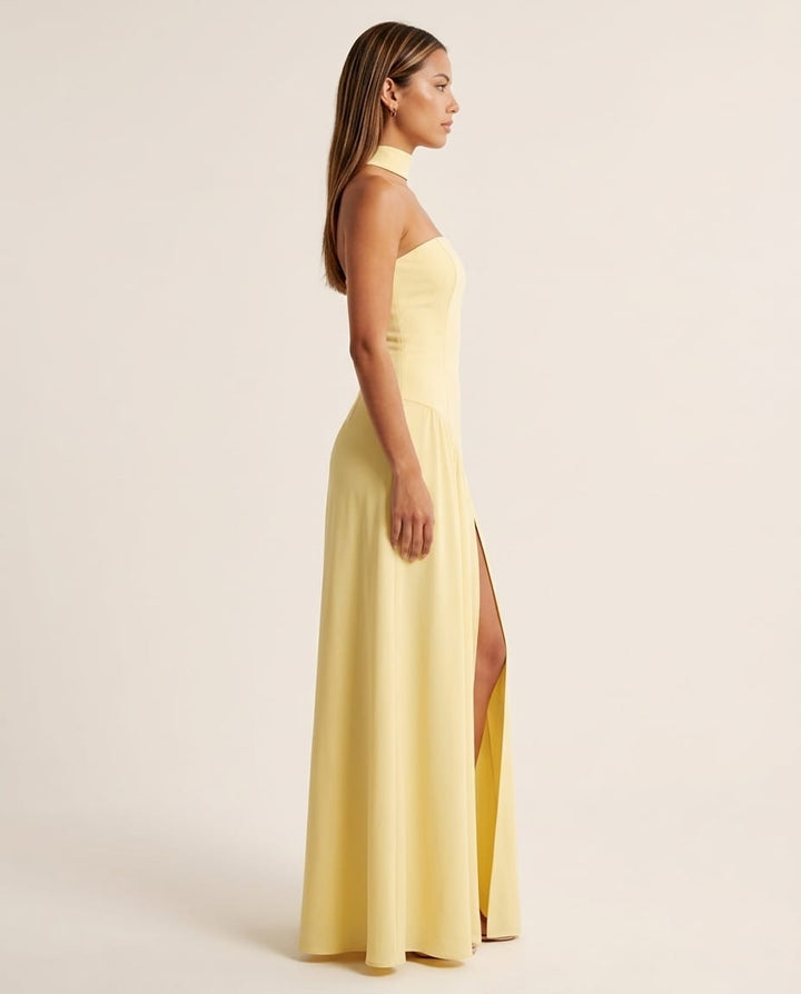 Strapless High Slit Maxi Dress - Elestira
