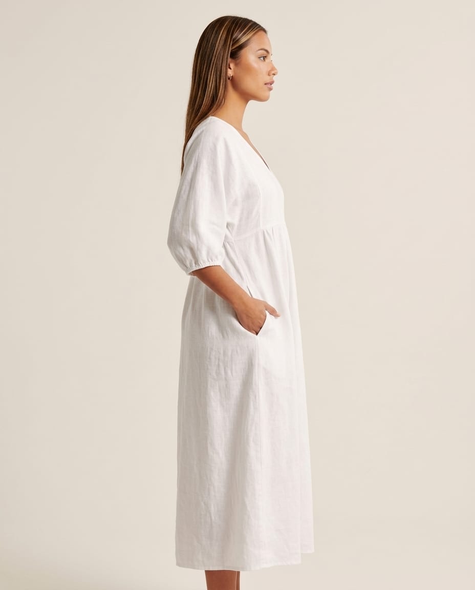 V - Neck Maxi Dress with Functional Pockets - Elestira