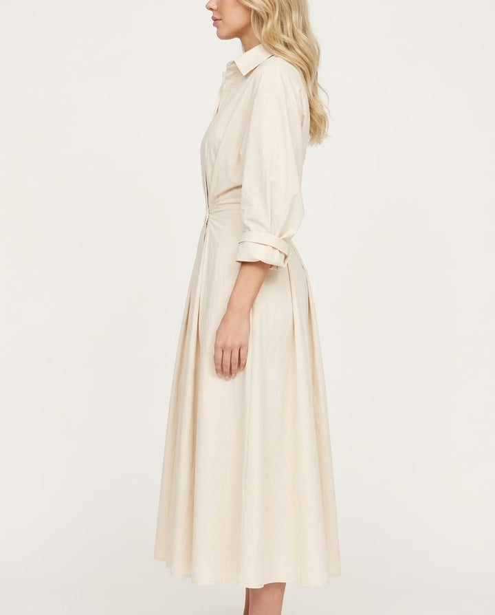 Versatile Midi Shirt Dress - Elestira