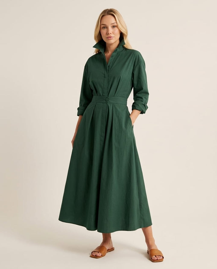 Versatile Midi Shirt Dress - Elestira
