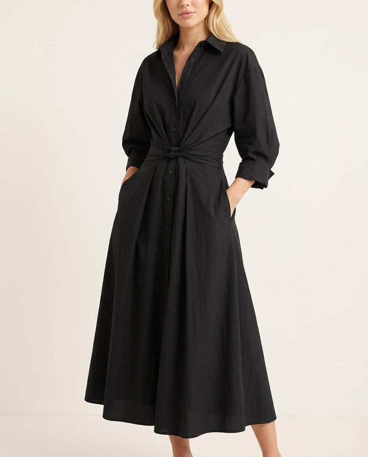 Versatile Midi Shirt Dress - Elestira