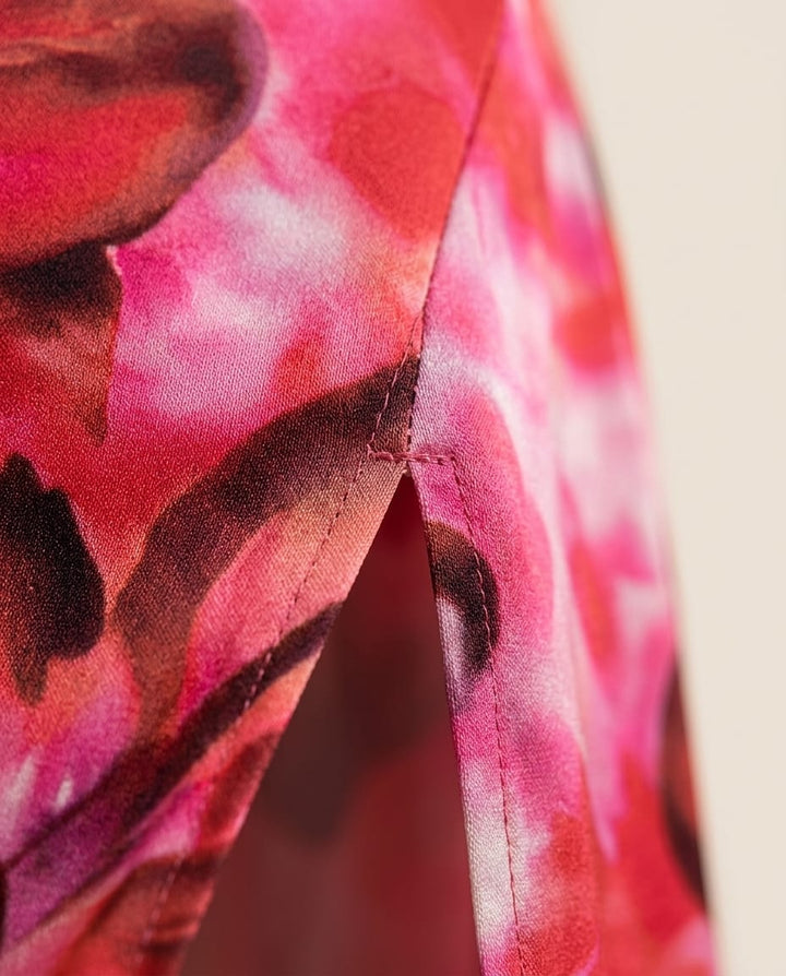 Vibrant High - Slit V - Neck Maxi Dress - Elestira