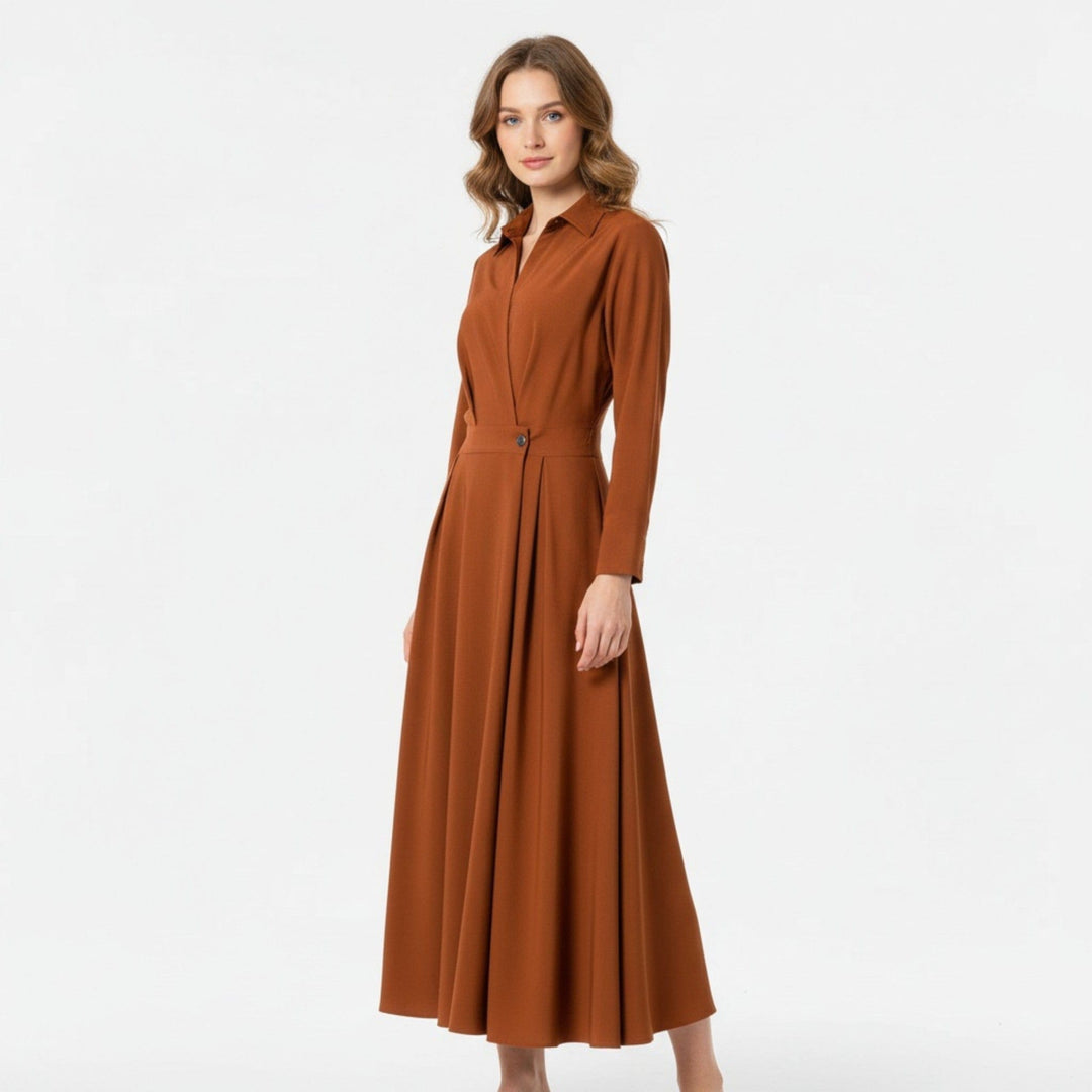 Women's Cotton - Blend Long Shirt Dress - Elestira